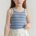 thumbnail image 2 of Girls Cropped Tanks - Crew Neck Crop Tank Tops for Girls Casual Striped Print Lightweight Sleeveless Crop Tops Blue 2-3 Years, 2 of 9