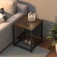 thumbnail image 2 of Side Table with Storage Bag, Square End Table with Grid storage rack, Sofa Table for Living Room, Bedroom, Small Spaces,Easy Assembly,Rustic Brown, 2 of 9