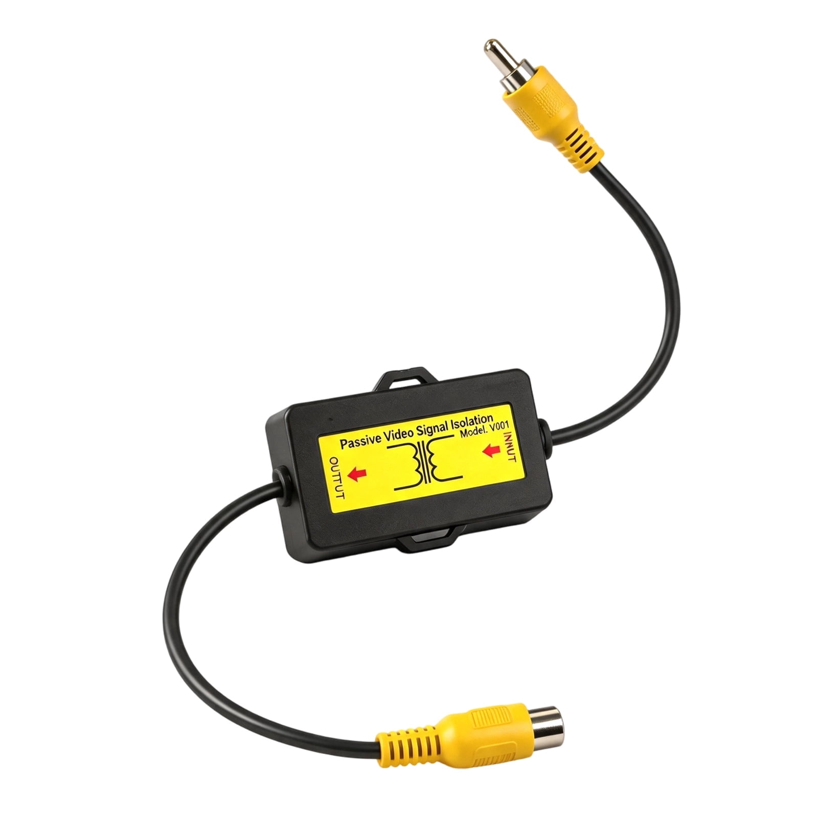 Composite AV Video Isolator Passive Inline Male to Female CVBS Filter Module, 87cm Cable for Vehicle Monitor Screen and Backup Camera Wiring
