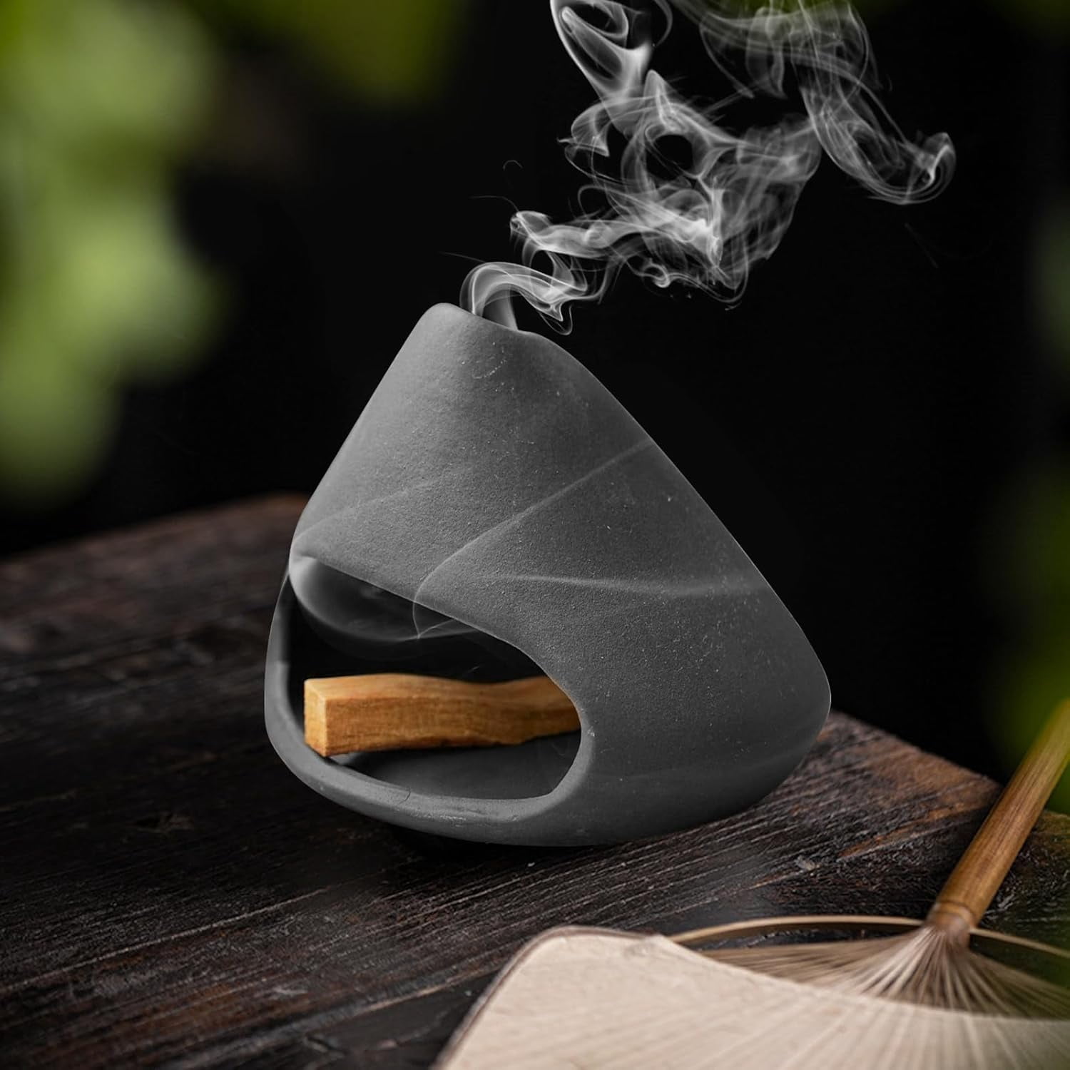 CATPAN Palo Santo Holder Ceramic Incense Burner Holder Sage Holder for Burning, Ash Catcher Mini Chiminea Unique Home Decor for Meditation/Yoga (Red)