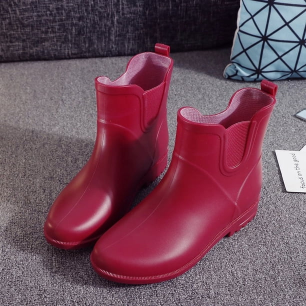 Botas de lluvia elegantes de moda de media caña, botas de lluvia cálidas de algodón para mujer, botas de lluvia para mujer, zapatos para agua, cubrezapatos