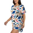 thumbnail image 2 of Bingfone Cute Sea Animals Print Pajamas Sets for Women Soft Short-Sleeved Pjs with Lounge Shorts Two Piece Sleepwear, 2 of 8