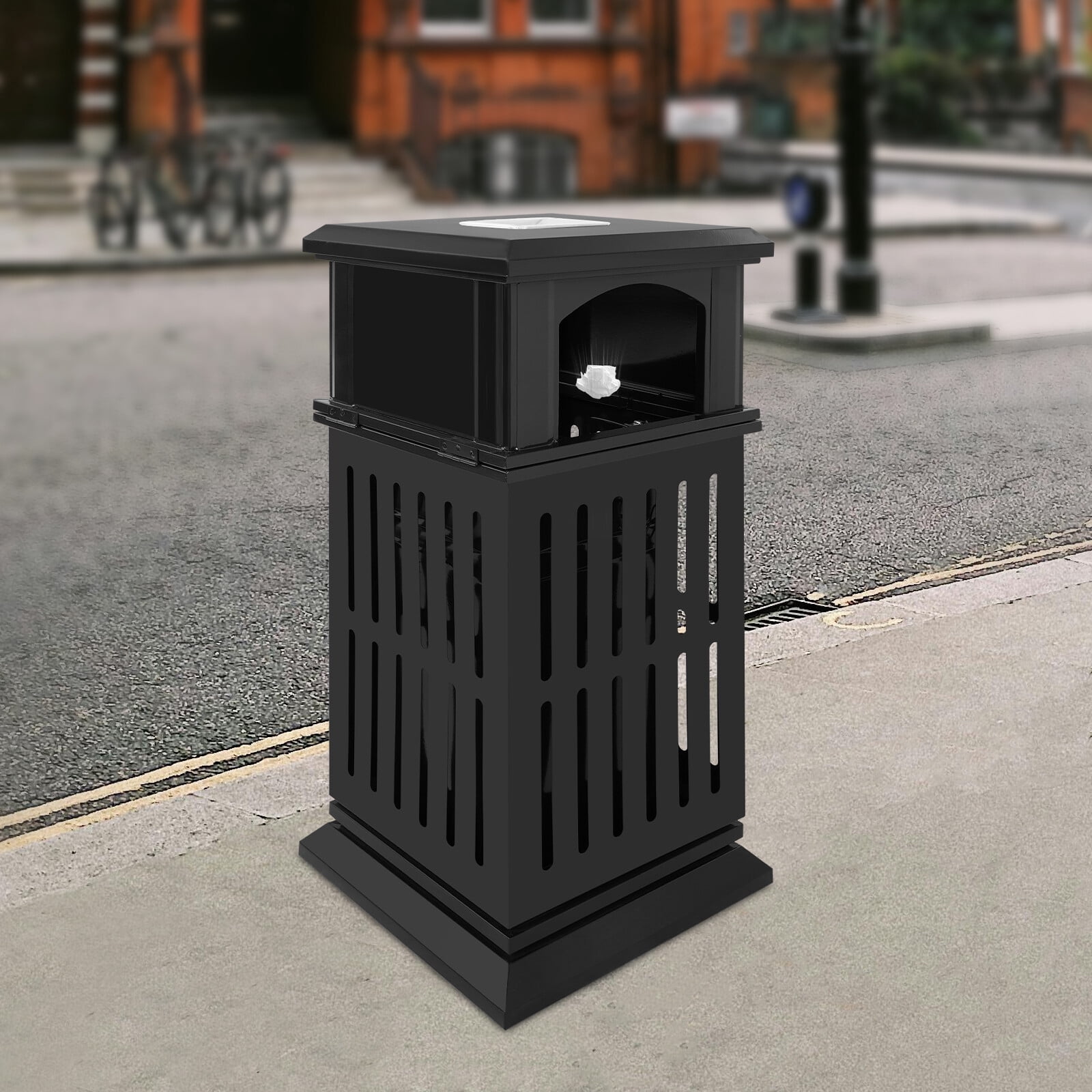 Outdoor Trash Can Commercial Garbage Bin Heavy Duty Yard Garage Waste Container for Patios, Courtyards