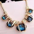 thumbnail image 5 of AYYUFE Women Shiny Pendant Chain Choker Short Statement Bib Blue Necklace, 5 of 5