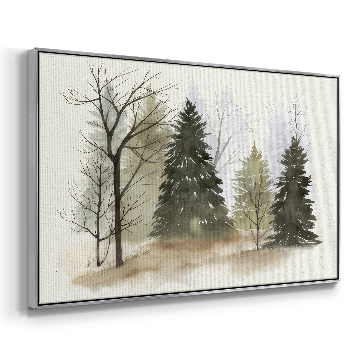 In the Mist II - Framed Gallery Wrapped Holiday Canvas - 25 x 37 - Silver Frame