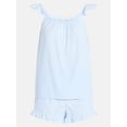 thumbnail image 6 of Joyspun Women's Seersucker Sleep Cami and Shorts Set with Ruffle, 2-Piece, Sizes XS-3X, 6 of 6
