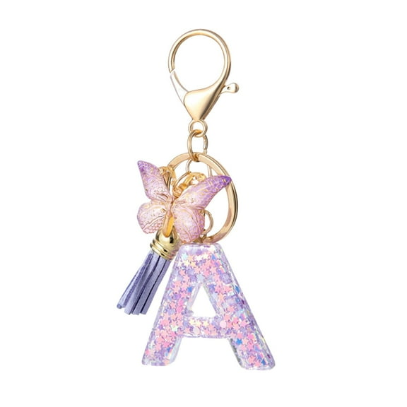 Zmeidao Initial Letter Keychains for Women, Cute Keychain with Tassel Butterfly for Purse Handbags