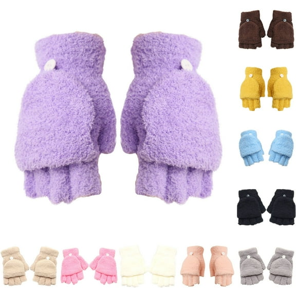 Womens Winter Coral Fleece Fingerless Gloves Hand Wrist Warmer Mitten