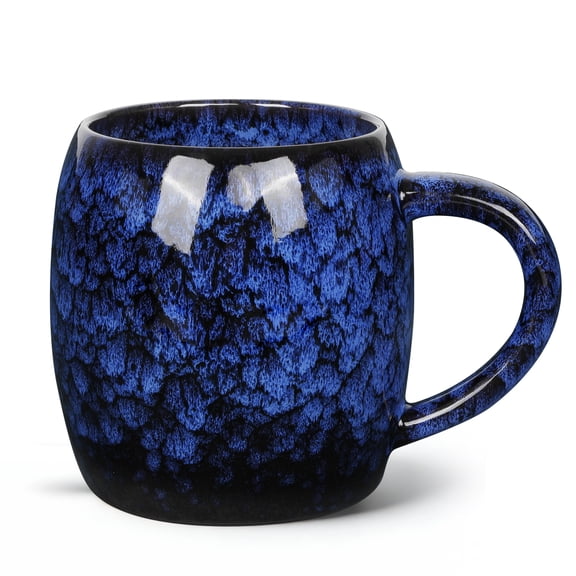 HEETHYCOOL 24 oz Large Ceramic Coffee Mug, Reactive Glaze Handmade Pottery Tea Cup, Cobalt Blue