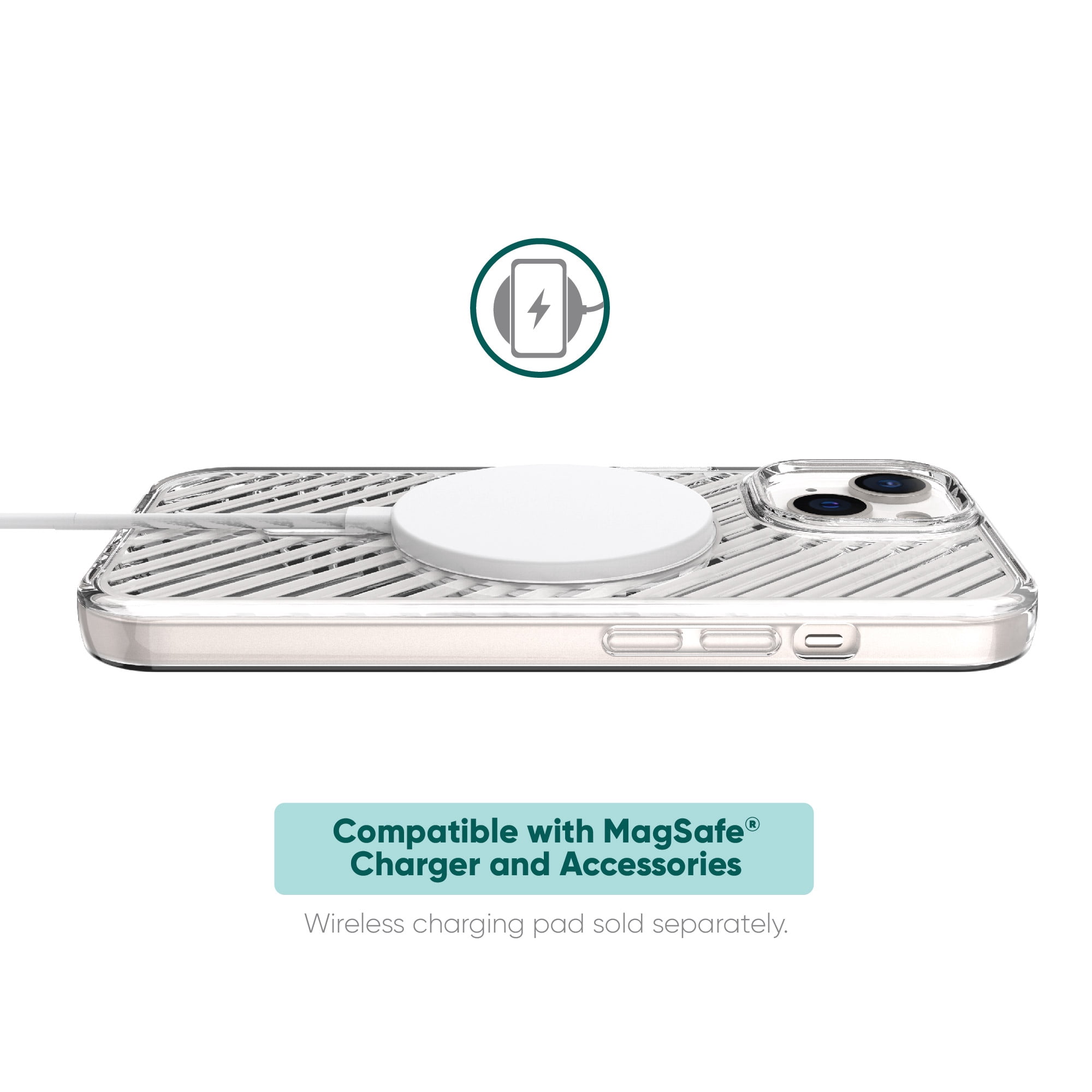 onn. MagSafe Compatible Gel Phone Case for iPhone 15, Clear