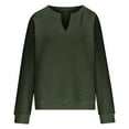 thumbnail image 4 of Rutainlusire Women's Solid Color V-Neck Long Sleeved Casual and Fashionable Hoodless Comfy Loose Sweatshirt Fall Winter, 4 of 5
