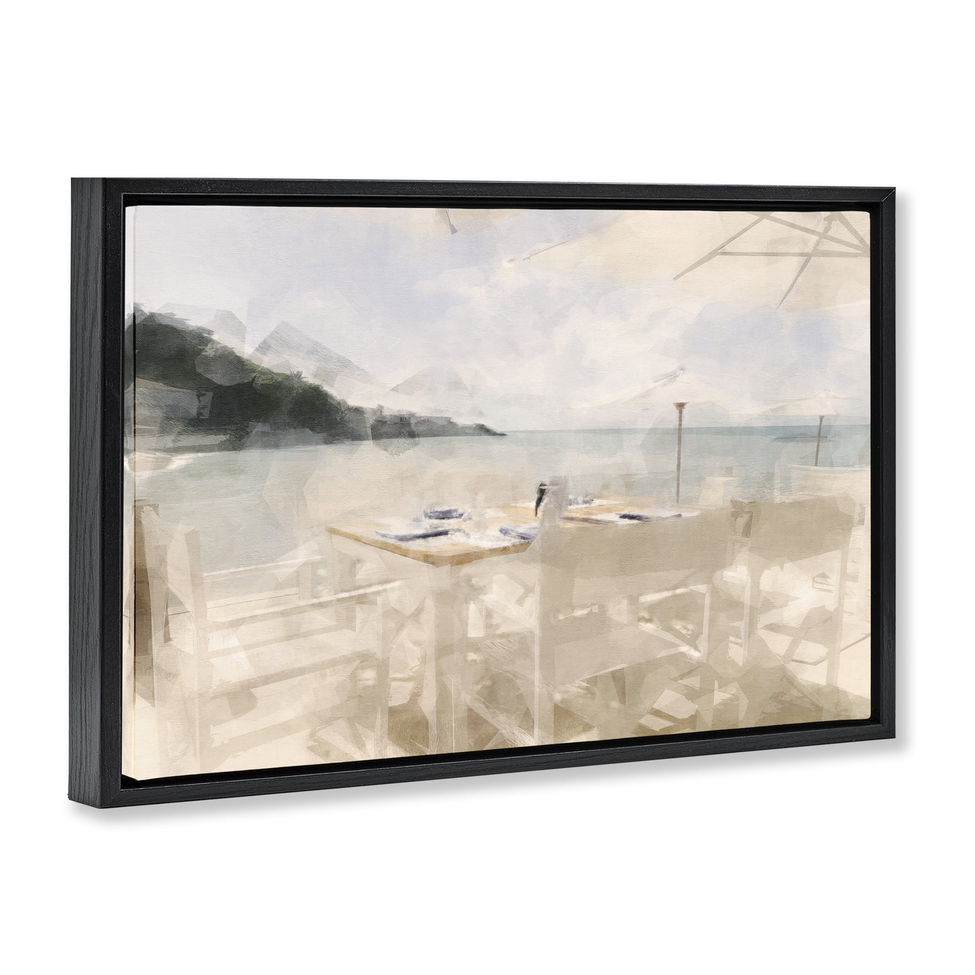 Stupell Industries Table By The Sea Black Framed Floater Canvas Wall Art, design by Noah Bay