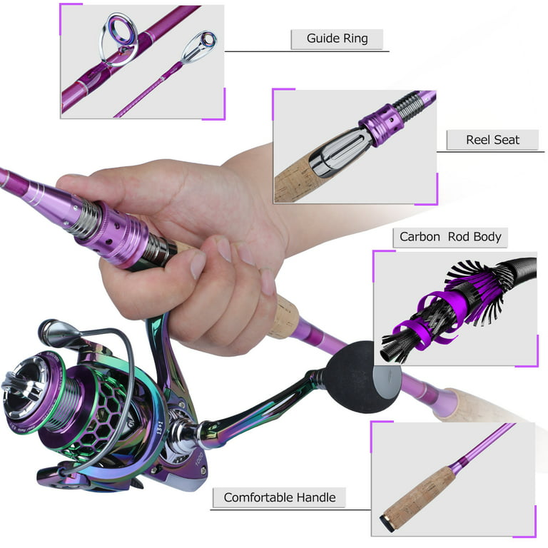 Sougayilang Portable 4 Piece Spinning Rod and Colorful Spinning