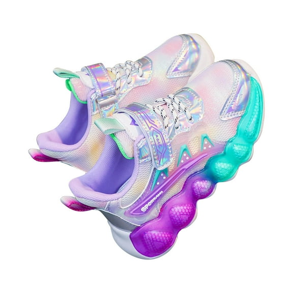 siilsaa Kids Basketball Shoes Girls Shoes for Kids Running Lightweight Sneakers Causal Breathable Lace-up Shoes Outdoor Purple,5