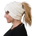 thumbnail image 1 of HSHDLDF Ponytail Messy Bun BeanieTail Women's Beanie Solid Ribbed Hat Cap, 1 of 6