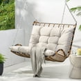 thumbnail image 2 of GDF Studio Matthew Outdoor Wicker Porch Swing with Cushions, Light Brown and Beige, 2 of 9