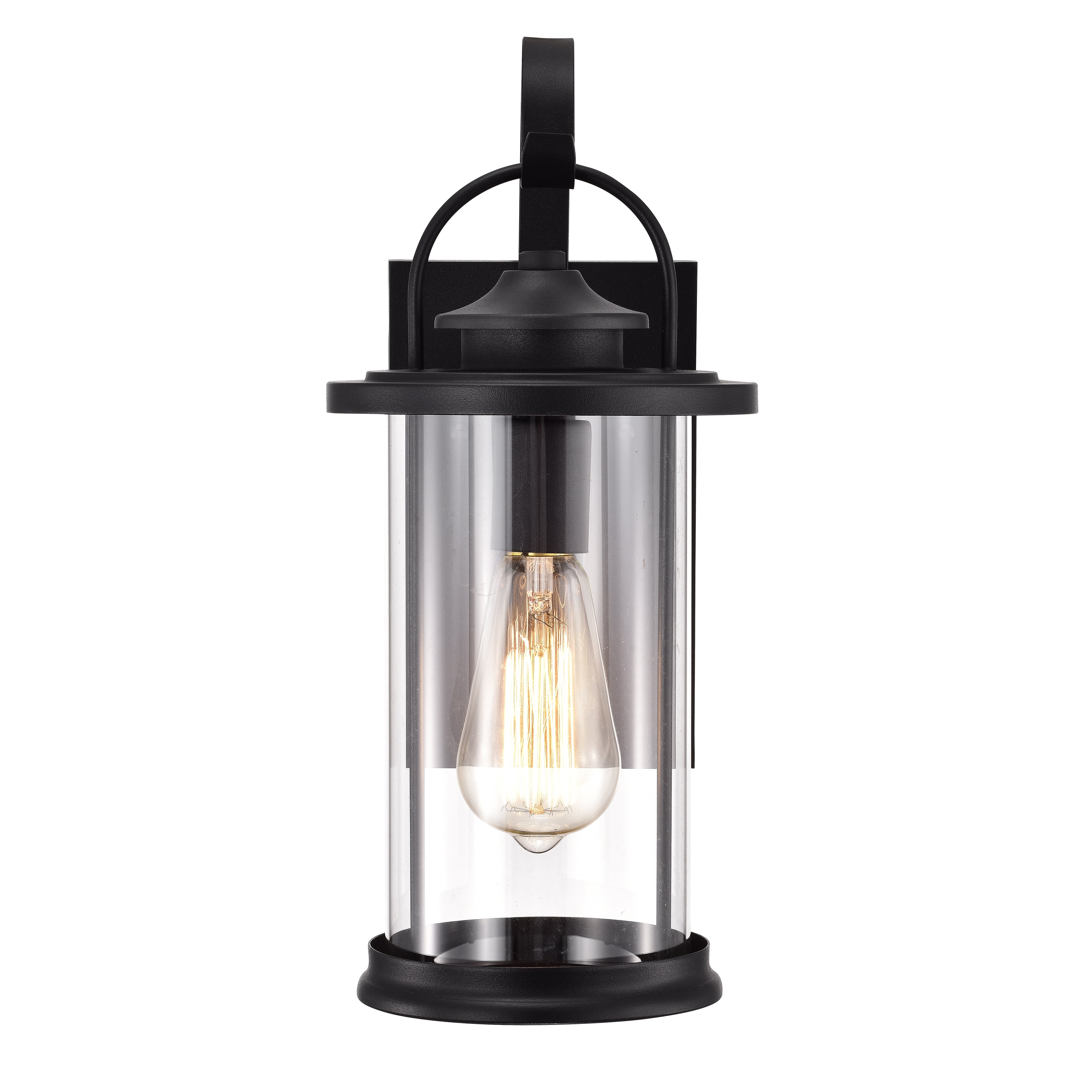 RADIANCE goods Transitional 1 Light Textured Black Outdoor Wall Sconce 15" Height
