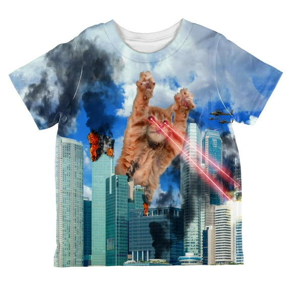 Giant Cat Laser Rampage and Destroy All Over Toddler T Shirt Multi 4T