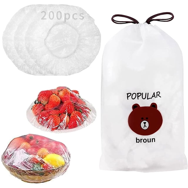 200 Piezas Bolsas De Almacenamiento Fresco, Cubiertas De Almacenamiento Elásticas Para Verduras O Frutas, Bolsas De Almacenamiento Reutilizables, Tapas De Tazón Ajustables Expandibles Elásticas