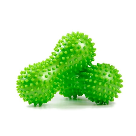 Knotted Back Yoga MSG Peanut Massage Ball Spiky Double Lacrosse Ball for Myofascial Release Trigger Point Therapy Muscle Knots Yoga Therapy Green 2 Pack ()