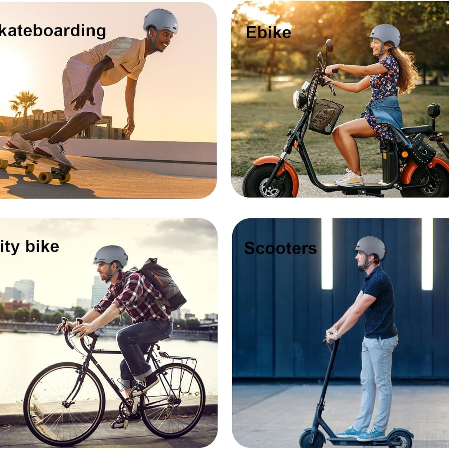 Bike Helmets for Adults - Front and Rear LED Lights Adjustable Bicycle Helmet for Adults Men Women Scooter Helmet for Commuting, Road Biking, Skating, Scooter