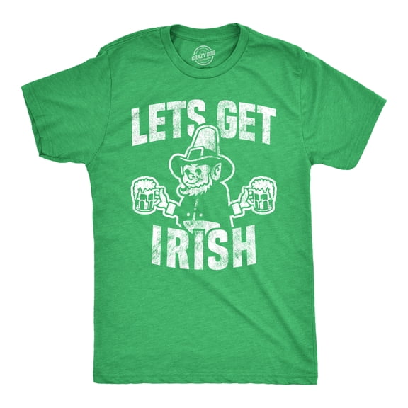 Mens Let's Get Green T shirt Funny St Patricks Day Leprechaun Green Novelty Tee Graphic Tees