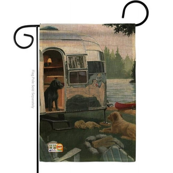 13 x 18.5 in. Canine Camp Burlap Nature Pets Impressions Decorative Vertical Double Sided Garden Flag