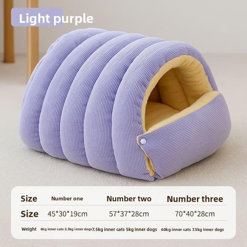 Removable and Washable Winter Closed-Off Cat Bed, Cotton Cat Bed, Cotton Soft Cozy Sleeping Nest, Comfortable Warm Secure Snuggle Hut for Cats, Closed-Off Plush Cats Cave for Pet Comfort