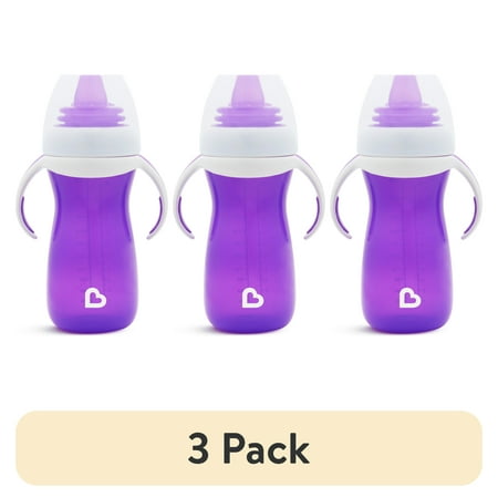 (3 pack) Munchkin® Gentle™ Transition Sippy Cup with Trainer Handles, 10 oz, Purple, Unisex