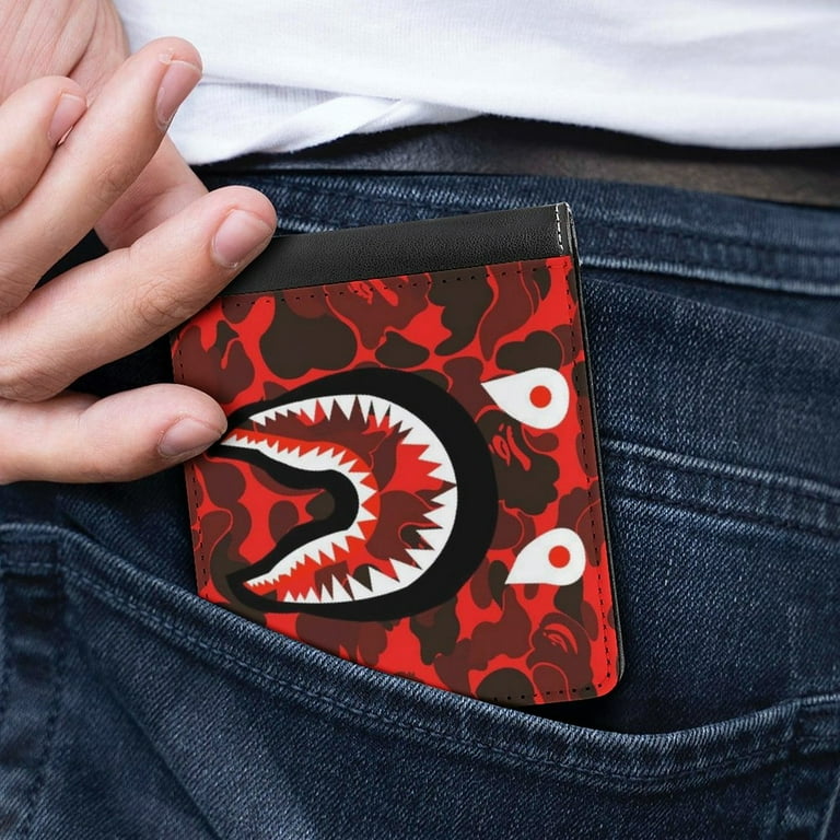 BAPE Camo Shark Leather Wallet Slim Card Wallet Bifold RFID BAPE Camo Shark Leather Wallet Slim Card Wallet Bifold RFID
