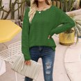 thumbnail image 2 of Timegard Sweaters for Women Scoop Neck Long Sleeve Knit Hollow out Pullover Vacation Travel Loose Tops, 2 of 3