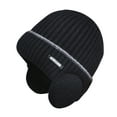 thumbnail image 3 of harmtty Fashion Women Men Winter Beanie Hat Solid Color Unisex Knit Wool Hat Thickened Ribbed Fleece Lined Hat with Earflaps Black, 3 of 8