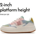 thumbnail image 2 of Women’s Chunky Platform Sneakers | Orthopedic Walking Shoes with Arch Support | Breathable Knit Uppers | Casual Shoes with Non-Slip Rubber Outsole | Perfect for Travel, Shopping | White Tennis Shoes, 2 of 13