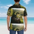 thumbnail image 4 of Fuzoiu Deep Forest Stone Green Dragon Print Hawaiian Shirt for Men, Summer Beach Casual Short Sleeve Button Down Shirts, Men’s Beach Summer Shirts with Pocket,Medium, 4 of 7