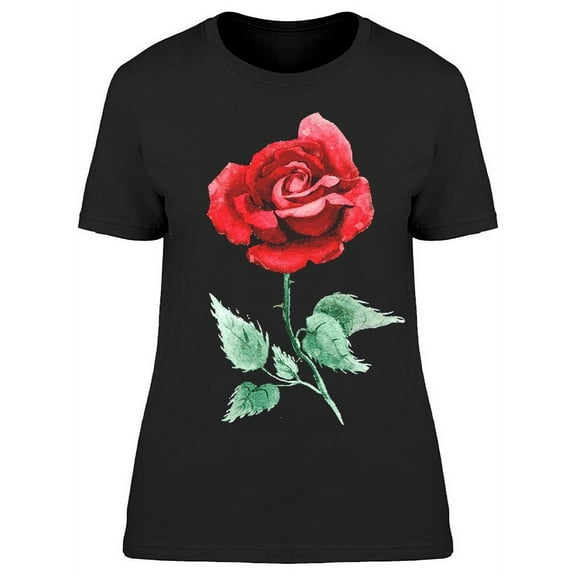 Watercolor Hand Drawn  Rose T-Shirt Women -Image by Shutterstock, Female Medium