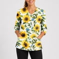 thumbnail image 5 of Scrub Tops for Women Soft Stretch V-Neck Top Nurse Scrubs Shirts with 2 Pockets Dressy Casual Floral Print Nursing Uniforms, 5 of 6