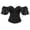 Black, variant on Women's Off Shoulder Corset Top with Tulle Puff Sleeves Vintage Floral Brocade Bustier Renaissance Party Events White