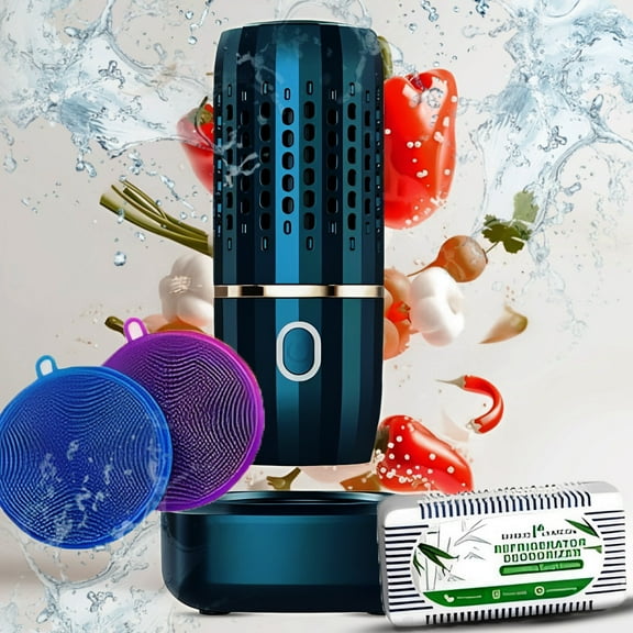 Portable Fruit & Veggie Cleaning Kit and Brush, Waterproof Fruit Vegetable Washer Food Purifier for Seafood Rice Meat Food Cleaner