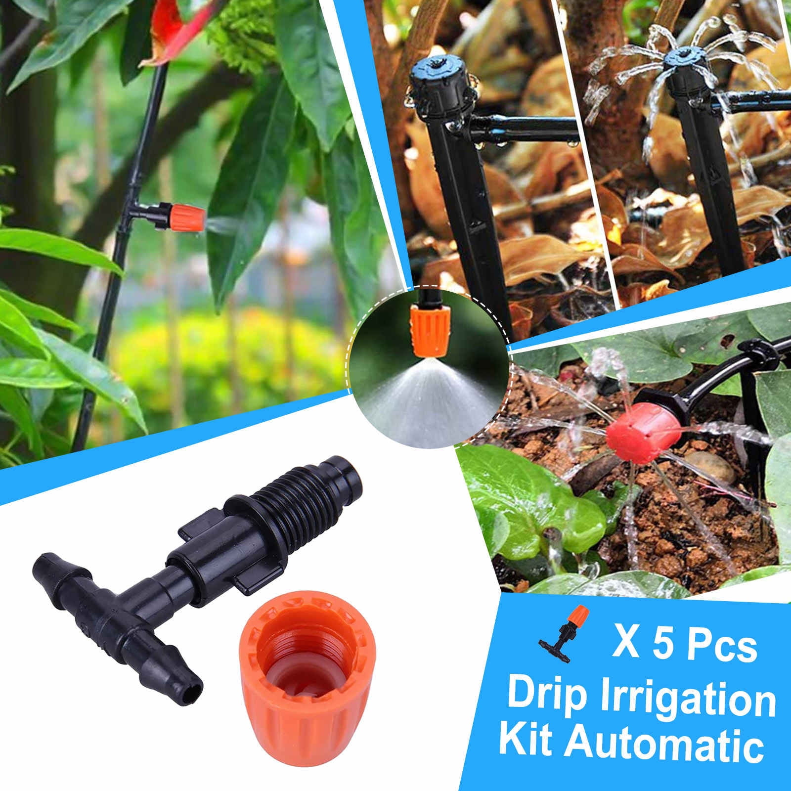 5pcs Black Micro Garden Irrigation Adjustable Dripper/Sprinkler on Stake 360°# 