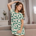 thumbnail image 3 of Easygdp Cartoon Crocodile Camisón de manga corta para mujer, informal, estampado, 3 of 6