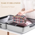 thumbnail image 3 of FORMRS Makeup Bag Travel Cosmetic Organizer for Women Fold Flat Zipper Pouch with Handle, Red Teal Stripes, 3 of 8