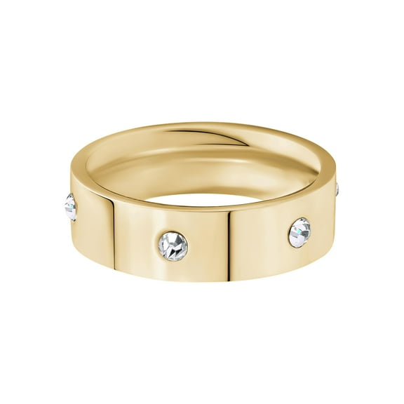 Sensitive Skin Stainless Steel Gold Plated Cubic Zirconia Band Ring Size 7 Unisex
