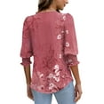 thumbnail image 6 of Xdegoge Placed 3/4 Sleeve Shirts for Women Plus Size On Floral V Neck T Shirt Summer Fashion Tunic Ladies Tops Dressy Casual Loose Fit Blouses Last Placed Add To Today, 6 of 8
