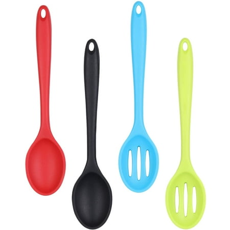 

4 Pieces Silicone Slotted and Solid Spoons Nonstick Heat Resistant Mixing Spoon Set Cooking Spoon for Home Kitchen Mixing Serving and Stirring Tools