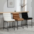 thumbnail image 6 of Guyou Linen Bar Stools Set of 2, 25 " Modern Upholstered Counter Height Bar Stools with Deep Channel Tufted Back, Armless Counter Stool with Black Metal Legs for Dining Room Kitchen Island, Black, 6 of 11