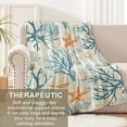 thumbnail image 3 of Nautical Coastal Blanket, Flannel Coastal Blankets Gifts, Coastal Starfish Ocean Seashell Beach Throw Blanket for Sofa Couch Bed Living Room Soft Warm Cozy Nautical Decor 60" x 50", 3 of 6