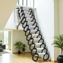 1102LBS Pull Down Attic Stairs, 12 Steps Aluminum-Magnesium Alloy Wall Mounted Folding Loft Ladder, Attic Staircase for Garages, Roofs, Workshop Mezzanines