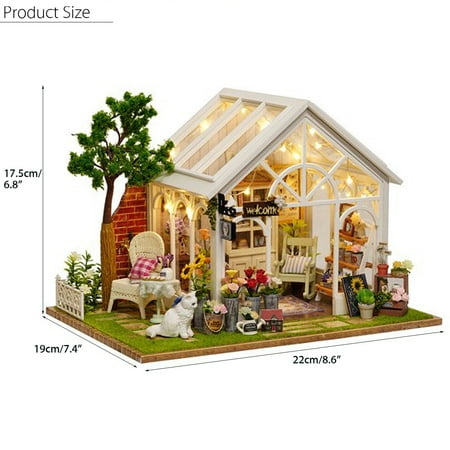 Led Light Miniature Provence Dollhouse Diy Kit Wooden Doll House