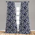 thumbnail image 5 of Ambesonne Navy Blue Curtains, Floral Botanic Design, Pair of 28"x84", Dark Blue White, 5 of 5