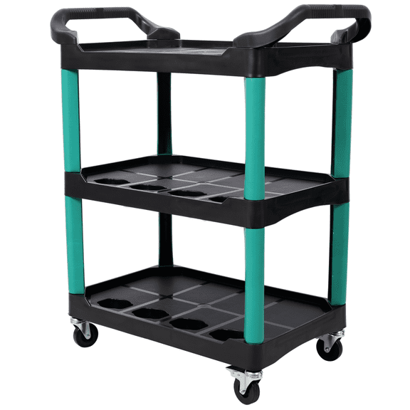 3 Tier Auto Detail Cart On Wheels Green Black Garage Organizer